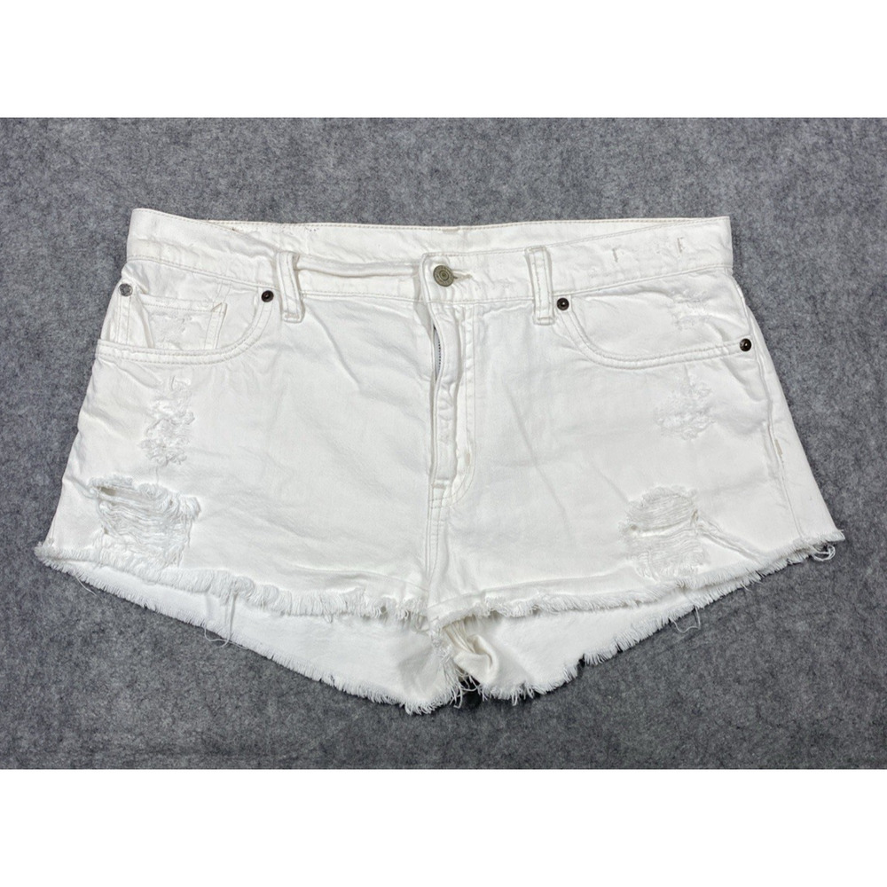 Denim & Supply Ralph Lauren Shorts Womens 32 White Distressed Boyfriend Cutoffs